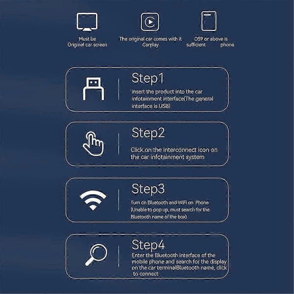 Trådlös CarPlay Android Auto-adapter, 2-i-1 Plug-and-Play trådlös adapter för bilar med trådbunden CarPlay, stöder röststyrning och rattkontroller