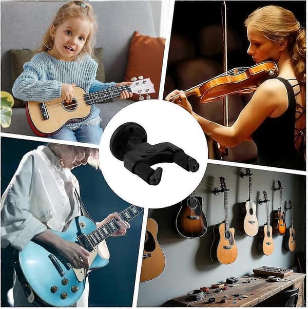 Väggmonterad gitarrhållare för akustisk, bas, ukulele, banjo, universellt väggfäste med halkfritt V-format grepp, enkel installation för hemmastudio