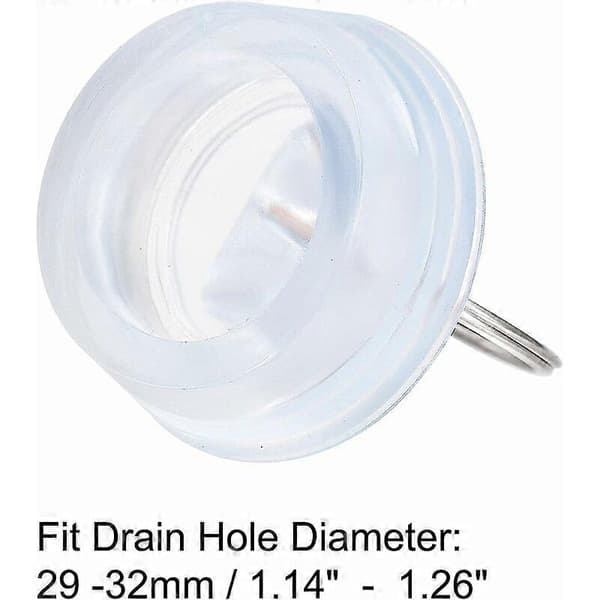 Transparent Blå Gummi Diskbänkspropp, 29-32mm Avloppsplugg med Hängring, 2-pack