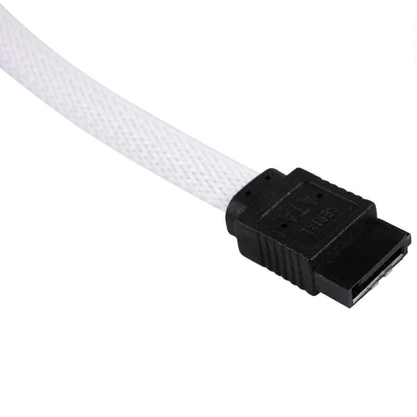 50CM SATA III Datakabel 6Gbps, 2-pack Vit Nylonflätad 7-stifts SATA-kabel för SSD HDD Hårddisk