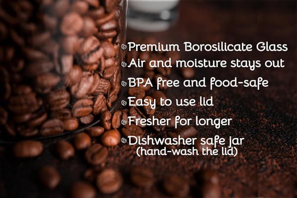 Vakuumförseglad glasförvaringsburk, 2-liters borosilikatbehållare med lufttätt lock för kaffe, te, pasta och torrfoder, 1-pack
