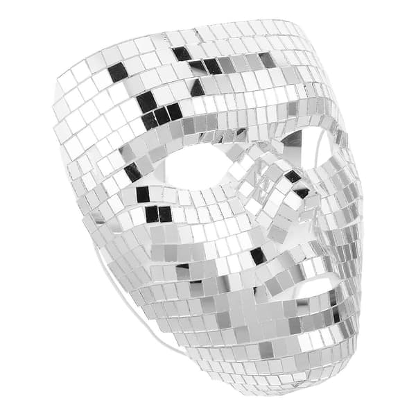 Disco Mask Glittrande Maskeradmask för Fest Silver Heltäckande Ansikte