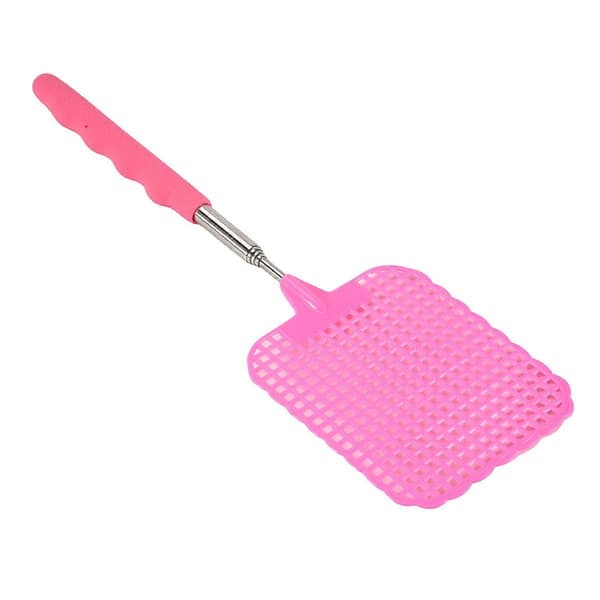Teleskopisk flugsmälla, 73 cm, ergonomiskt grepp, för camping och resor, rosa - 1-pack