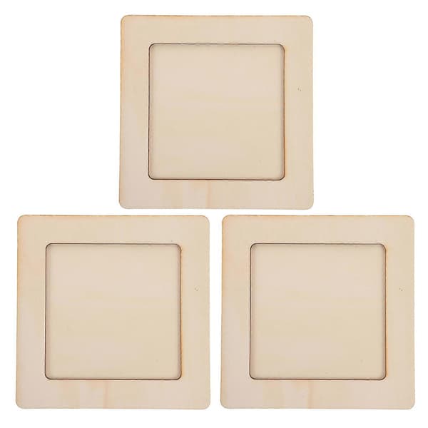 Tom oavslutad träfotoram för barn DIY-målning, 3-pack
