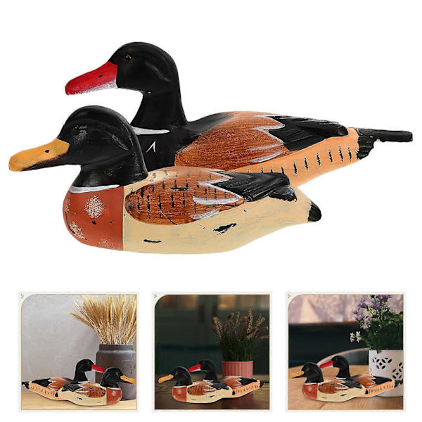 Träandskulptur 2-pack, bedårande heminredning för bröllopsdag julklapp