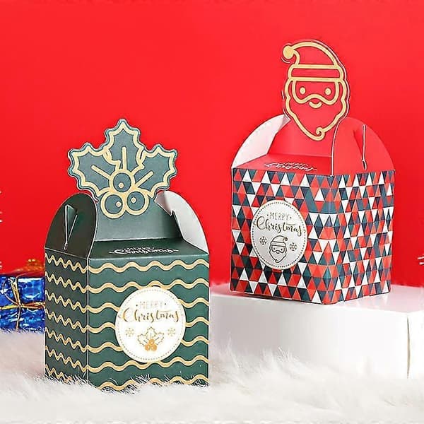 10-pack julklappspåsar med 3D-design, spillsäker godislåda för semesterfester och bröllop, 8,5x8,5x18cm