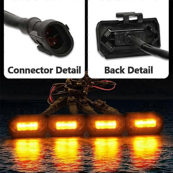 4-pack LED-frontgrillbelysning, vattentät, enkel installation, rökfärgad lins, för bilar och lastbilar