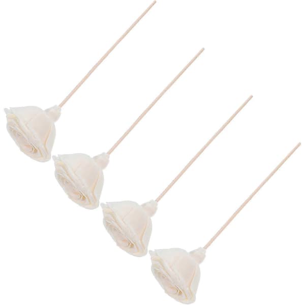 4 Beige Rosrotting Aromaterapi Diffuserpinnar för Hemmet, Eterisk Olja Reed Pinnar, Konsekvent Doftspridning