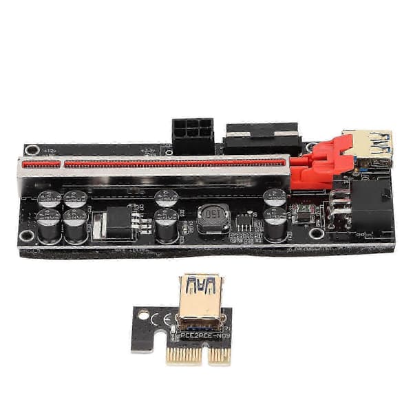 PCI-E Riser-adapterkort 1X till 16X, 4 FP-kondensator, hög konverteringseffektivitet, med 6P-ströminterface och fast spänne