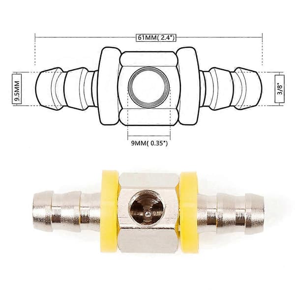 3/8\" Bränslelednings tryck T-koppling adapter, hullingförsedd push-lock, kompatibel med bränsletrycksmätarsensor
