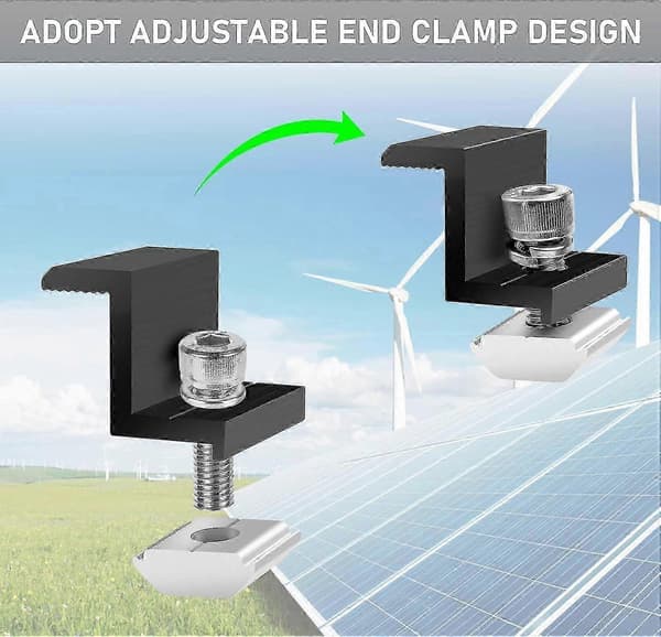 10-pack solpanel Z-fästen, 30 mm ändklämmor, aluminiumlegering, rostbeständig, för solcellsmontering