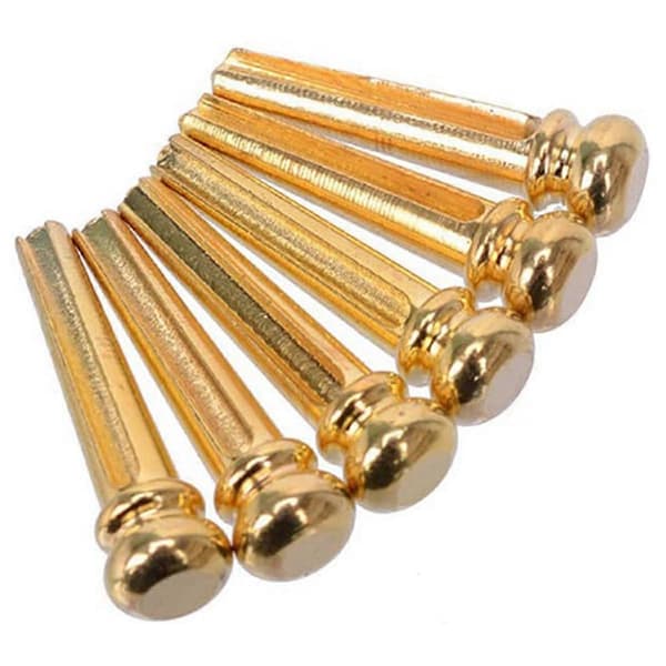 24 st mässingsgitarrstallstift med 4 dragare för akustisk gitarr, förbättrad ljudvibration, guld- och silverfinish