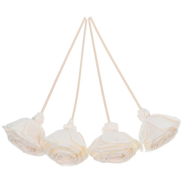 4 Beige Rosrotting Aromaterapi Diffuserpinnar för Hemmet, Eterisk Olja Reed Pinnar, Konsekvent Doftspridning