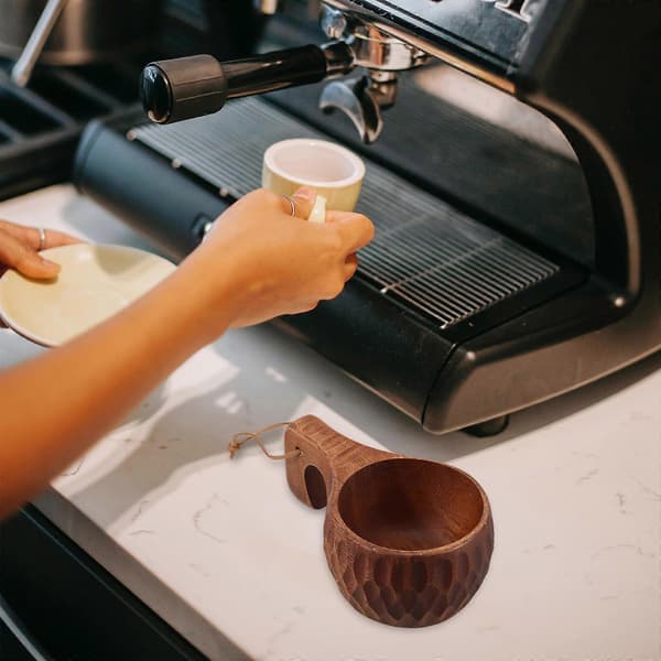 Trämjölkkopp för varma drycker Brun trä Kaffe Dryckesmugg