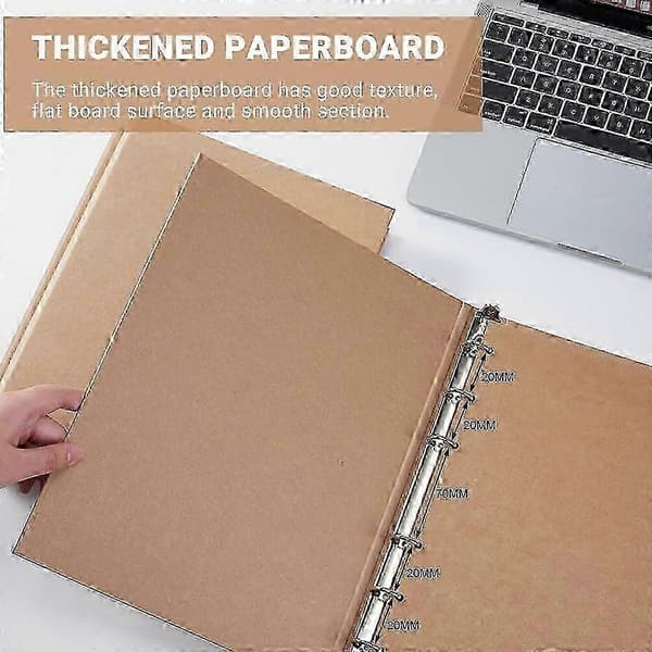A5 6-ringars pärm, kraftpappersmapp för broschyromslag, scrapbooking, lösa blad, 2-pack