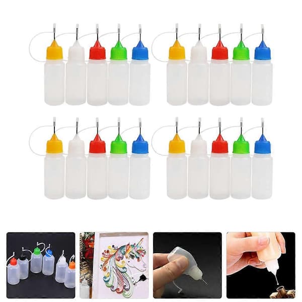 60-pack plastflaskor med nålspetsapplikator, 30 ml påfyllningsbara klämflaskor för olja, lim och mer