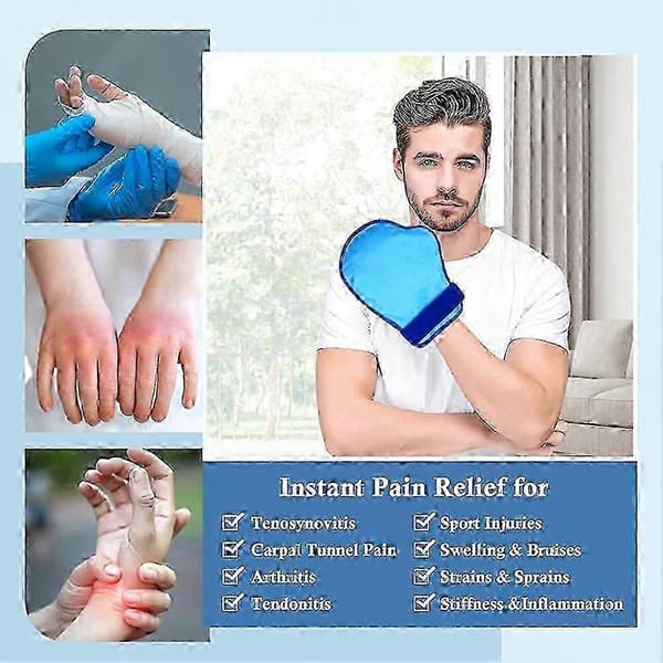 Kylterapi Gel Ice Pack Handskar för kemoterapi neuropati, 2-pack handispack för smärtlindring, läckagesäker mjukt foder