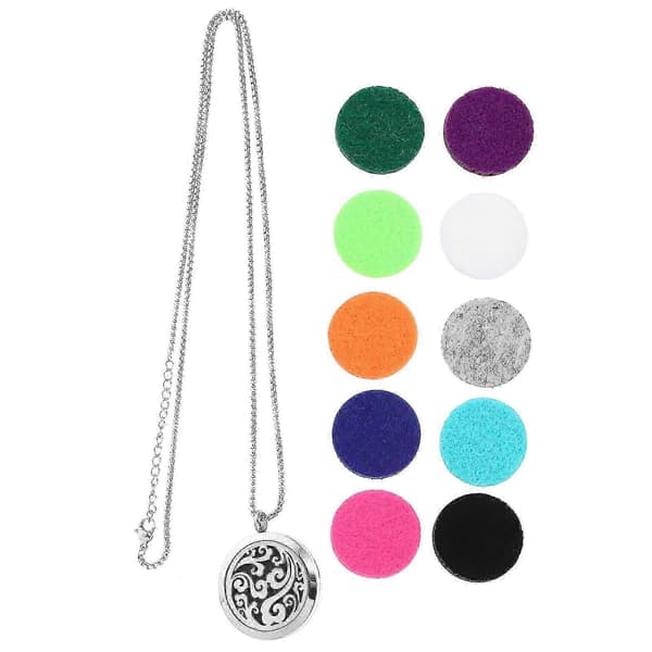 Aromaterapi Eterisk Olja Diffuser Hänge Halsband med Påfyllningsdynor, 316L Rostfritt Stål, för Present