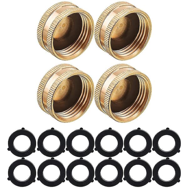 Trädgårdsslang honände, mässingskranlock med extra 12 brickor, 3/4 tum, 4-pack
