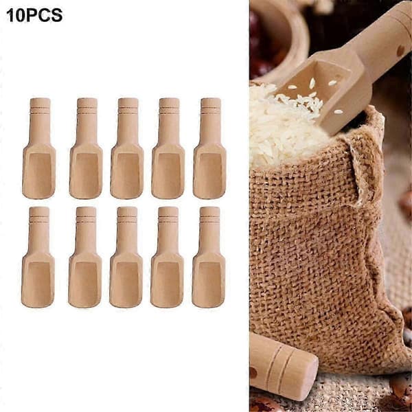 Naturlig träsked, japansk stil badsalt kryddsked, 40-pack för te kaffe sockerförvaring