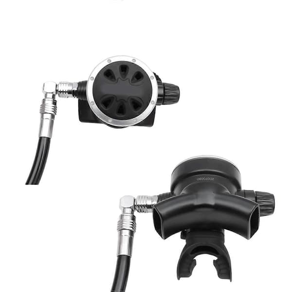 110 graders svängbar slangadapter för andra stegets dykregulator, metall, 2-pack