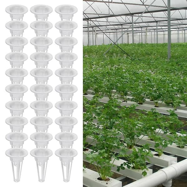 30-pack växtodlingskorgar, slitsad design i plast, hydroponisk startkit med svampar och mörkläggningsdekaler