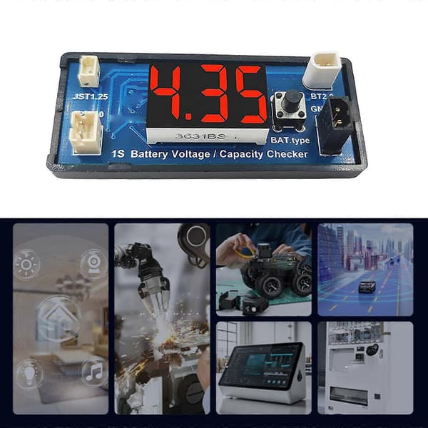 1S Litiumbatterikapacitetsindikator Modul, Batterispänningsmätare med LED-display för Drönare, RC-flygplan, Laboratorium