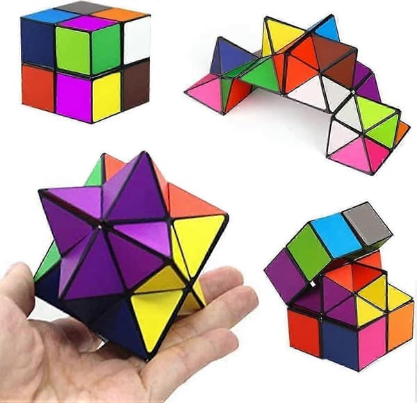 Magic Star Cube, Infinity Cube Leksak, 2 i 1 Transformerande Geometriskt Pussel, 3D Monterings Fidget Cube för Stress Ångestlindring, Barn Kontor