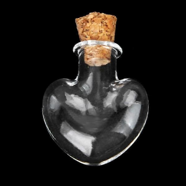 Mini hjerteformede glassflasker med treplugger for DIY-håndverk, ønskeflasker og hjemmedekorasjon, 10 stk.