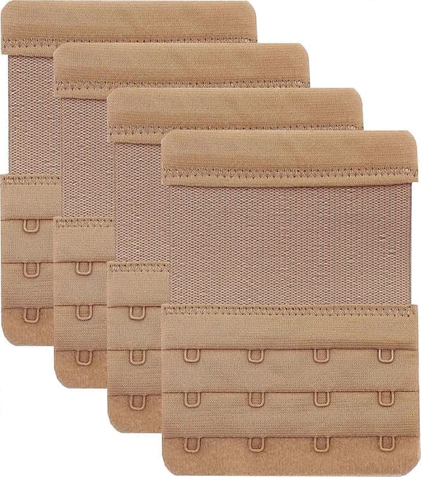 BH-förlängare 4-pack, 7 krokar BH-förlängningssats, elastiska remmar i rostfritt stål och polyester, bekväma och andningsbara