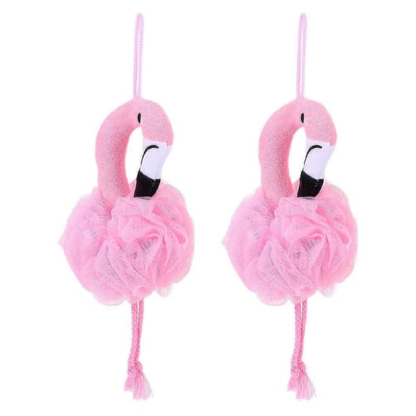 Badboll Flamingo Form Exfolierande Duschskrubb Rosa 2st