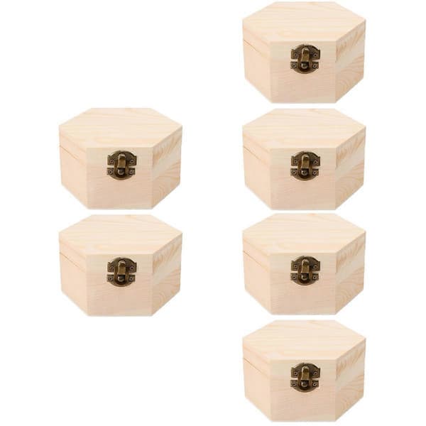 Hexagonal Trä Tvål Blomlåda för Heminredning, DIY Hantverk, 6-delat Set