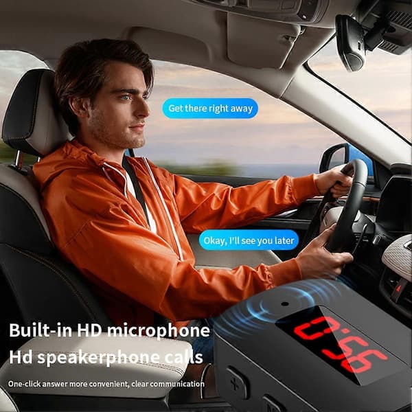 Bil Bluetooth 5.4 FM-sändare, USB Handsfree-samtal, Trådlös Musikadapter