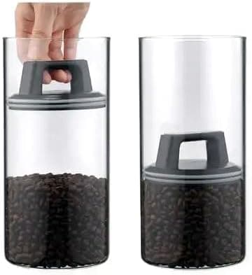 Vakuumförseglad glasförvaringsburk, 2-liters borosilikatbehållare med lufttätt lock för kaffe, te, pasta och torrfoder, 1-pack