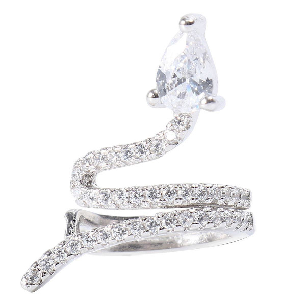 Ingen Piercing Silver Öronsmycke Orm Strass för Dekoration 1st