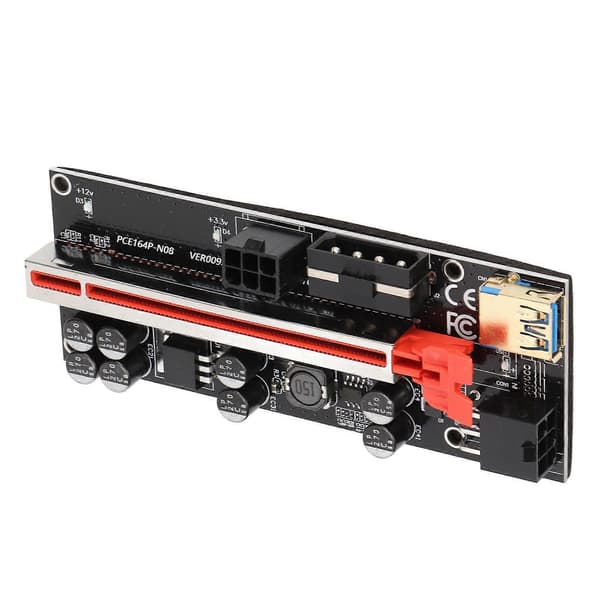 PCI-E Riser-adapterkort 1X till 16X, 4 FP-kondensator, hög konverteringseffektivitet, med 6P-ströminterface och fast spänne