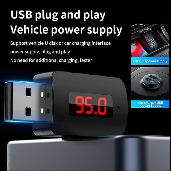 Bil Bluetooth 5.4 FM-sändare, USB Handsfree-samtal, Trådlös Musikadapter