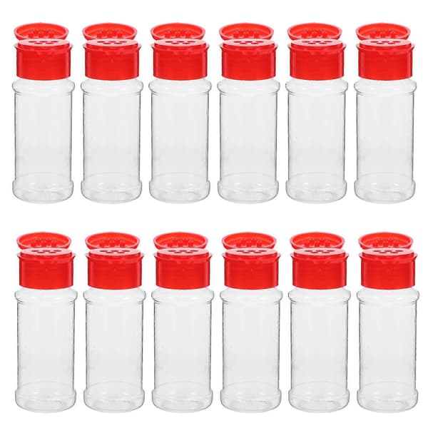 Plastiska saltkar 12-pack, mångsidiga kryddburkar med transparent design, 100 ml kryddflaskor för köksförvaring