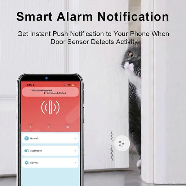 3X Zigbee Smart Vibrationssensor Lutningsdetektor, Hemsäkerhetsskydd, App-aviseringar i realtid, Kompatibel med Zigbee 3.0 Gateway