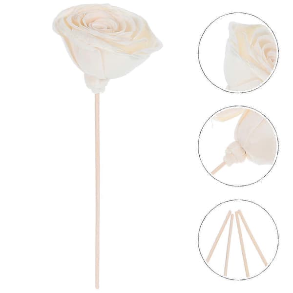 4 Beige Rosrotting Aromaterapi Diffuserpinnar för Hemmet, Eterisk Olja Reed Pinnar, Konsekvent Doftspridning