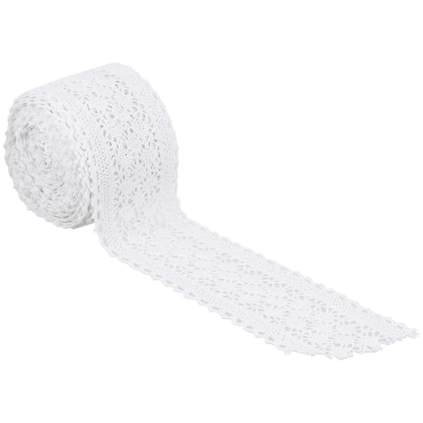 Vit bomullstråd spetskant, 2 st för DIY-sömnad, bröllopsdekoration, scrapbooking