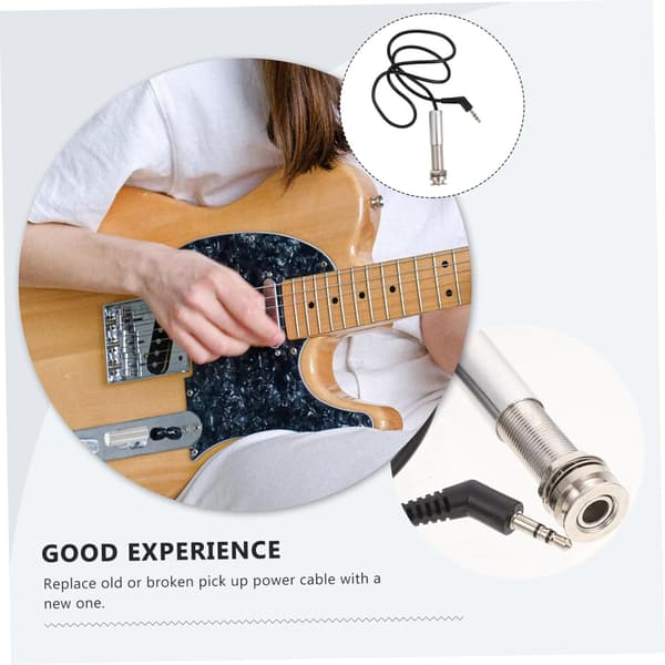 Gitarrpickup strömkabel, 600 mm professionell musiktråd, rätvinklig jack, högkvalitativt material, kompatibel med akustisk gitarr