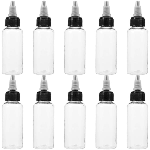 10-pack transparenta plastfärgbehållare med lock, kompakta förseglingsförvaringsflaskor för hantverk