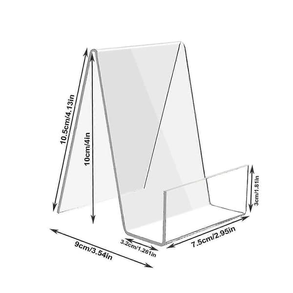 12-pack akrylbokställ, klart transparent litet displayställ för böcker, foton, broschyrer, surfplattor