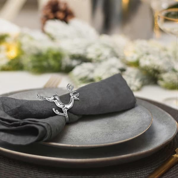 6 st julren servettringar älg hjort servettringar silver dekorativa