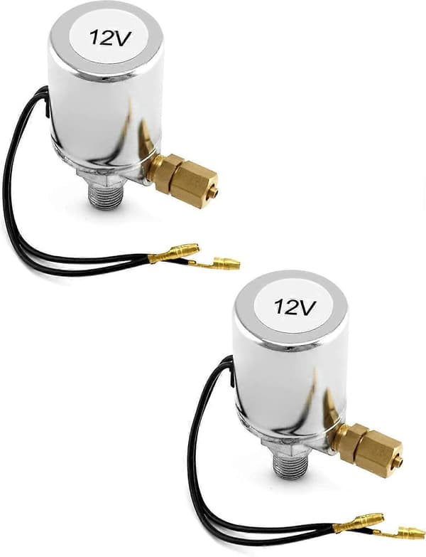 Lufthorn magnetventil, 1/4\" NPT 12V elektrisk luftventil, förkromad, för 1/4\" OD slang, 200 PSI Max, 2-pack