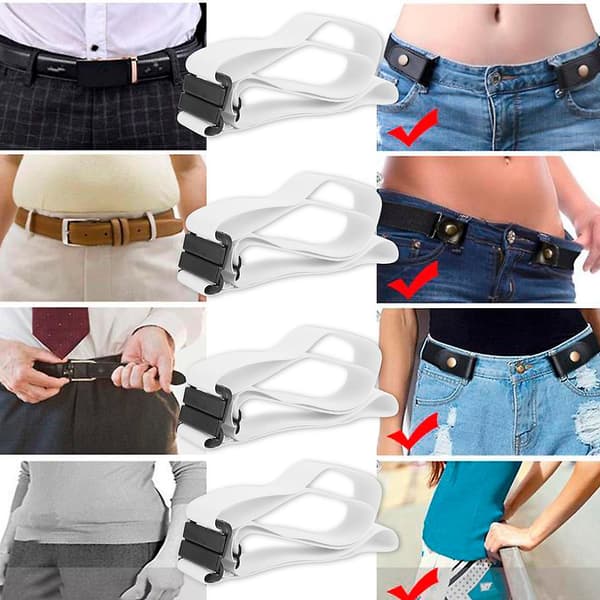 2st Enkel Casual Unisex Spännefri Stretch Högelastisk Midjebälte (Vit) för kvinnor