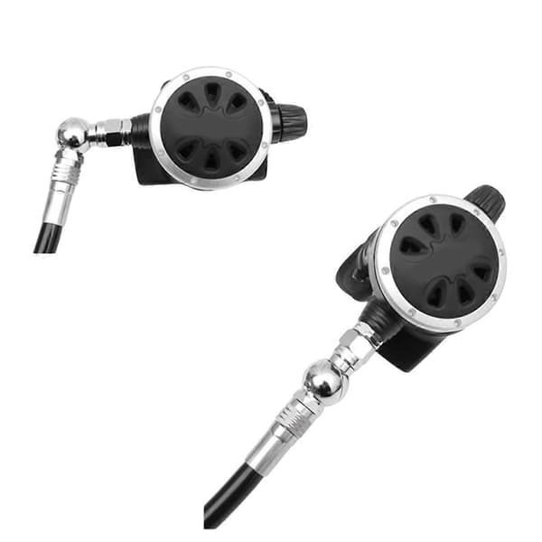 110 graders svängbar slangadapter för andra stegets dykregulator, metall, 2-pack