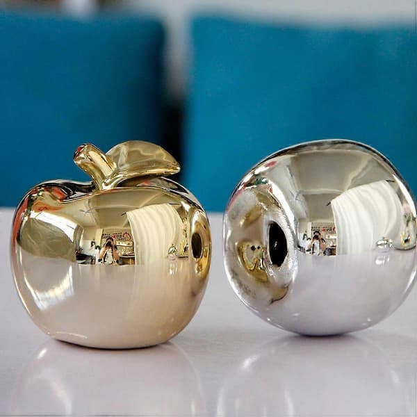 Silver Äpple Keramisk Prydnad för Fest 1st Elegant Heminredning