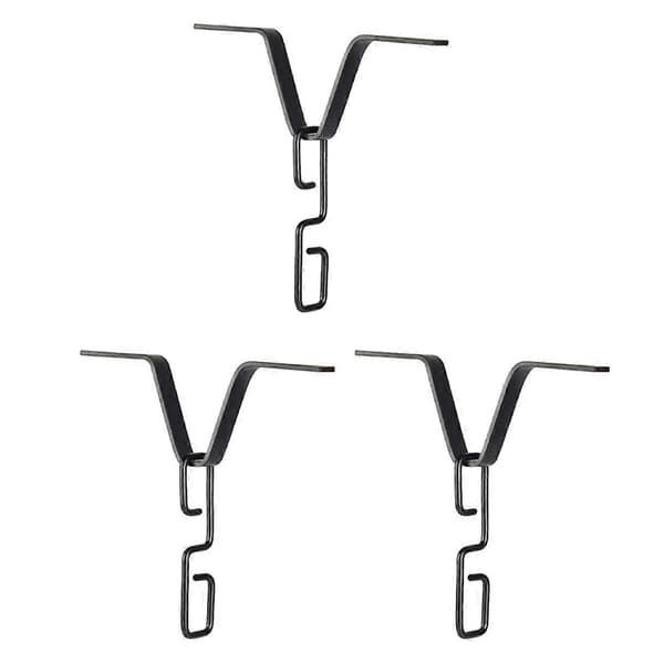 Svart V-formad regnkedjeadapter med S-formad krok, järn, rostfri, samlar vattenflöde, minskar stänk, för trädgård, 3-pack